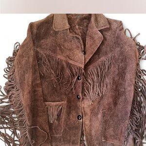 Brown Suede Fringe Jacket - Sm/Med